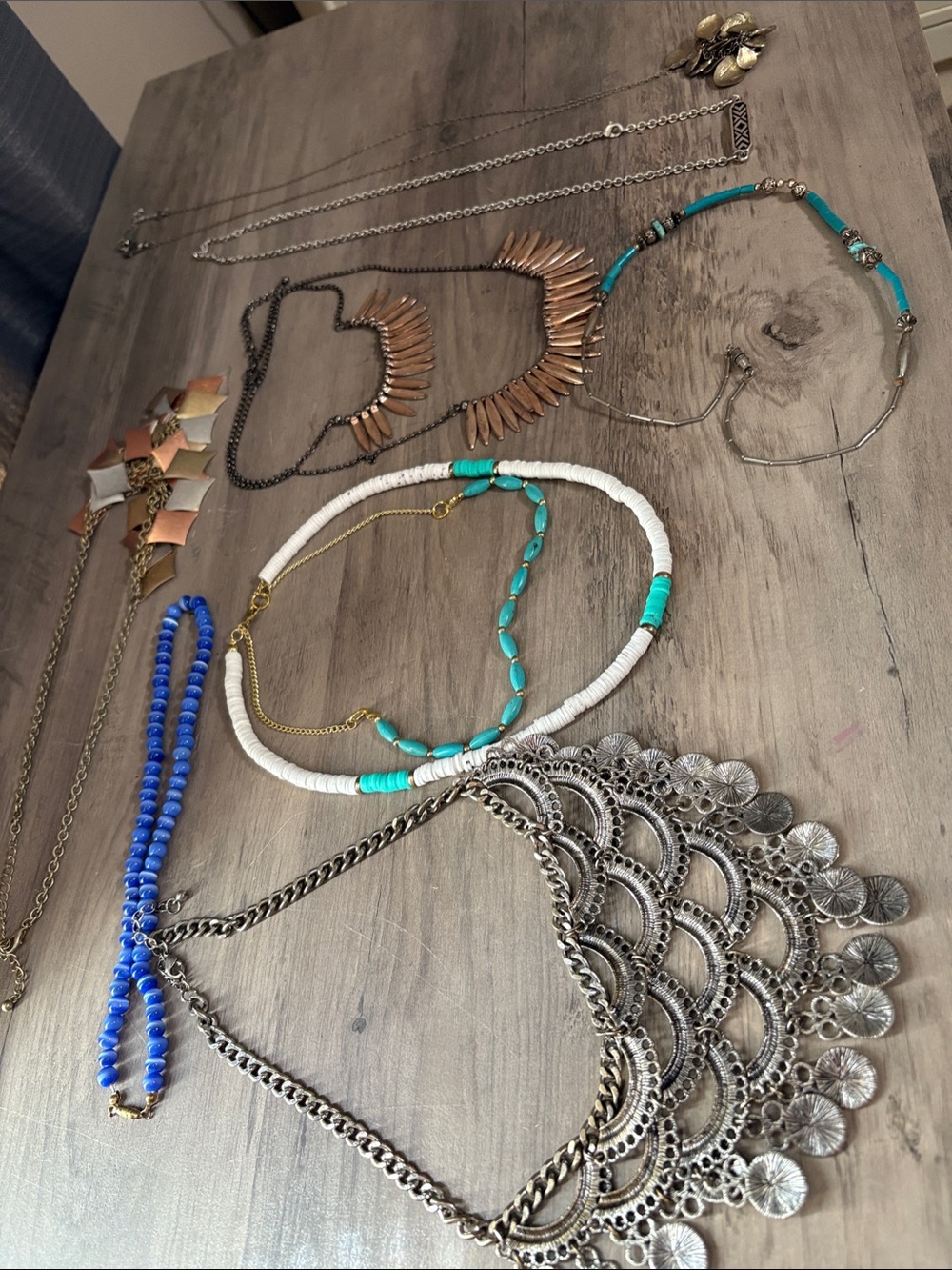 Turquoise & White Beaded Statement Necklace - Unbranded Women Jewelry